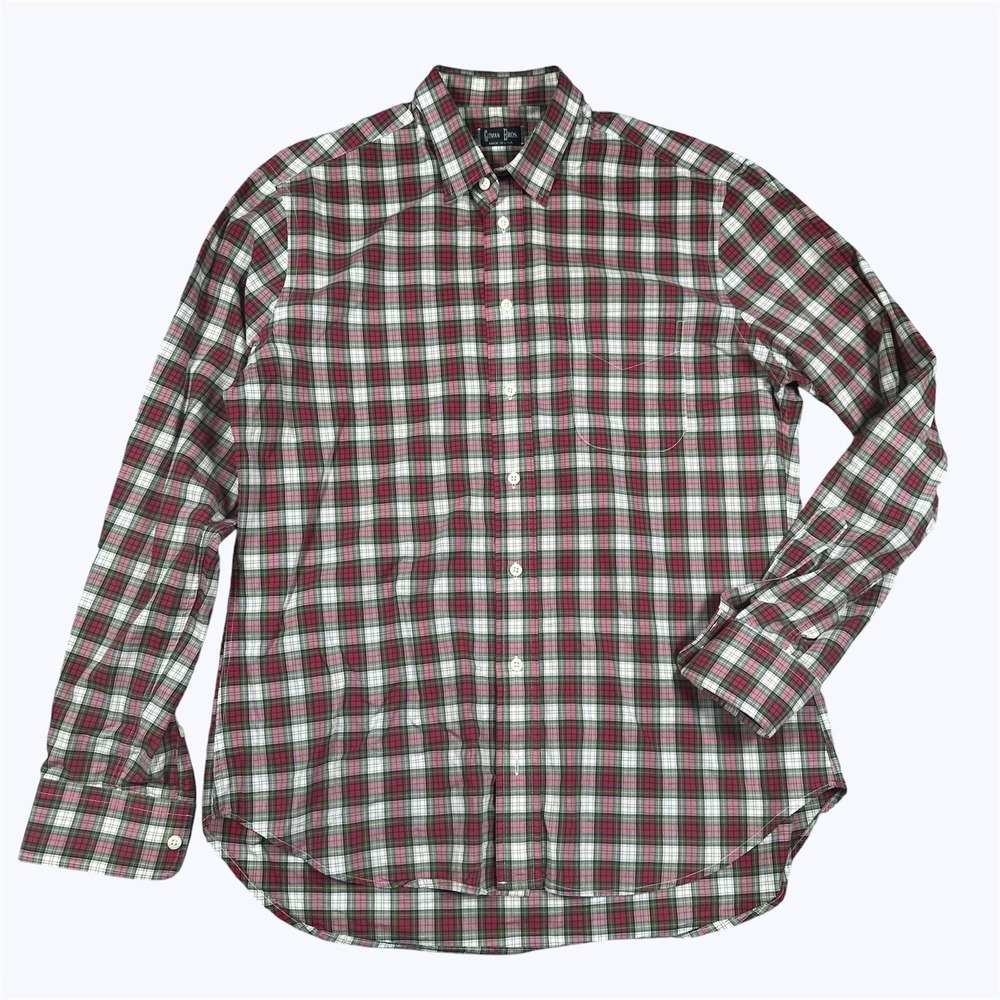 Gitman Bros Shirt Mens Large Plaid Button Down Office USA Made Oxford Preppy EUC